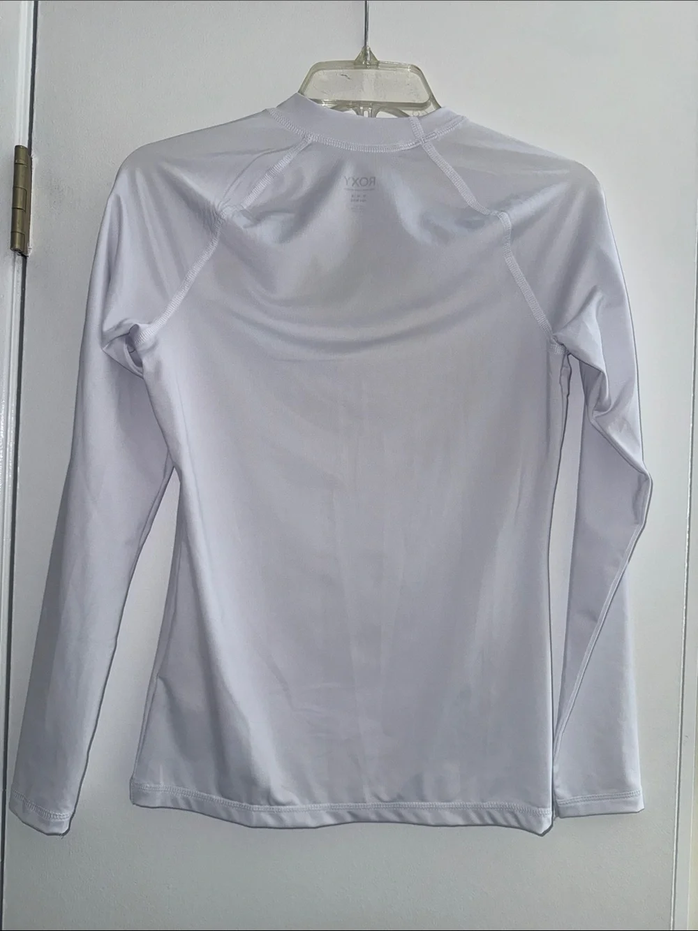 Roxy White Long-Sleeve Rash Guard with Black Logo